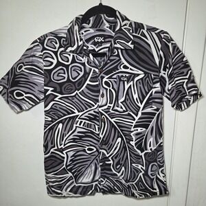 Rix Boys Button Up Shirt Size L 12-14 Black Gray Abstract Surf Skate Y2K